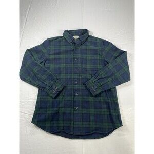 L.L. Bean Shirt Mens M Medium Black Watch Tartan Plaid Flannel Traditional Fit